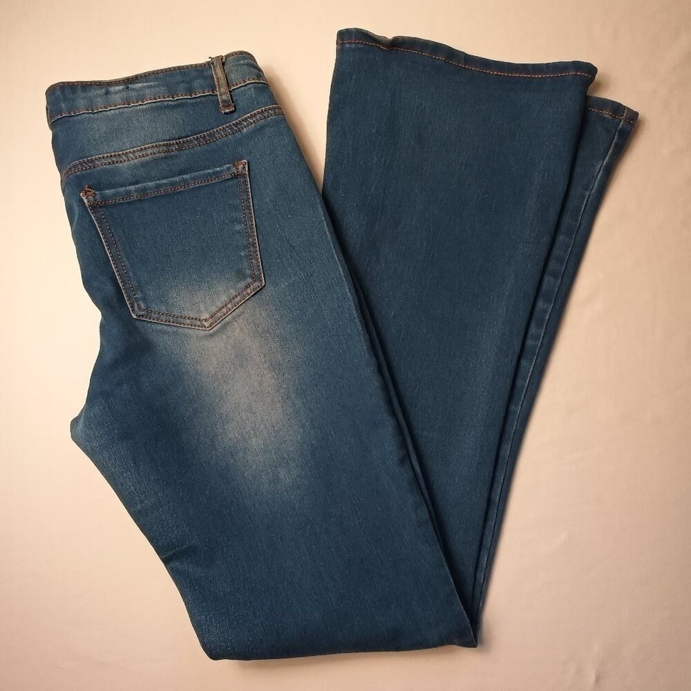 Hippie Laundry Womens Mid Rise Stretch Flare Bell Bottom Jeans Size 29/8 Blue